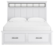 Ashbryn King Panel Storage Bed with Mirrored Dresser and Chest in White/Natural from Ashley - DMV Furniture
