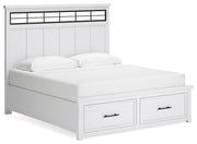 Ashbryn King Panel Storage Bed with Mirrored Dresser and Chest in White/Natural from Ashley - DMV Furniture