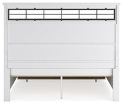Ashbryn King Panel Storage Bed with Mirrored Dresser and Nightstand in White/Natural from Ashley - DMV Furniture