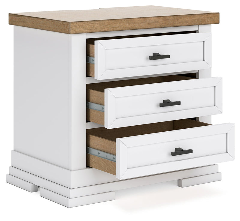 Ashbryn King Panel Storage Bed with Mirrored Dresser, Chest and 2 Nightstands in White/Natural from Ashley - DMV Furniture