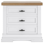 Ashbryn Queen Panel Storage Bed with Mirrored Dresser and 2 Nightstands in White/Natural from Ashley - DMV Furniture