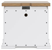 Ashbryn Queen Panel Storage Bed with Mirrored Dresser and 2 Nightstands in White/Natural from Ashley - DMV Furniture