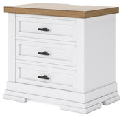 Ashbryn Queen Panel Storage Bed with Mirrored Dresser and 2 Nightstands in White/Natural from Ashley - DMV Furniture