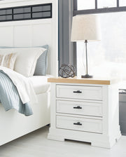 Ashbryn Queen Panel Storage Bed with Mirrored Dresser and 2 Nightstands in White/Natural from Ashley - DMV Furniture