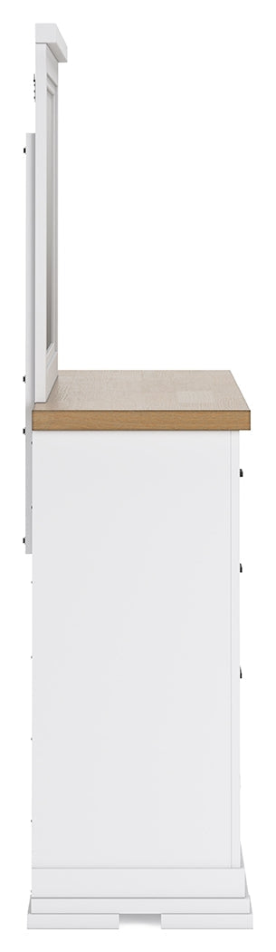Ashbryn Queen Panel Storage Bed with Mirrored Dresser and 2 Nightstands in White/Natural from Ashley - DMV Furniture