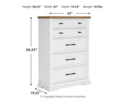Ashbryn Queen Panel Storage Bed with Mirrored Dresser and Chest in White/Natural from Ashley - DMV Furniture