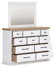 Ashbryn Queen Panel Storage Bed with Mirrored Dresser and Chest in White/Natural from Ashley - DMV Furniture