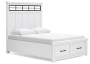 Ashbryn Queen Panel Storage Bed with Mirrored Dresser and Nightstand in White/Natural from Ashley - DMV Furniture