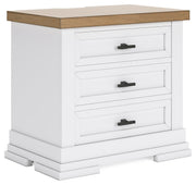 Ashbryn Queen Panel Storage Bed with Mirrored Dresser and Nightstand in White/Natural from Ashley - DMV Furniture