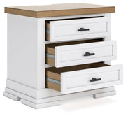Ashbryn Queen Panel Storage Bed with Mirrored Dresser and Nightstand in White/Natural from Ashley - DMV Furniture