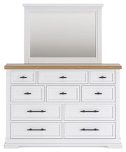 Ashbryn Queen Panel Storage Bed with Mirrored Dresser, Chest and 2 Nightstands in White/Natural from Ashley - DMV Furniture