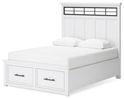 Ashbryn Queen Panel Storage Bed with Mirrored Dresser, Chest and 2 Nightstands in White/Natural from Ashley - DMV Furniture