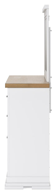 Ashbryn Queen Panel Storage Bed with Mirrored Dresser, Chest and 2 Nightstands in White/Natural from Ashley - DMV Furniture