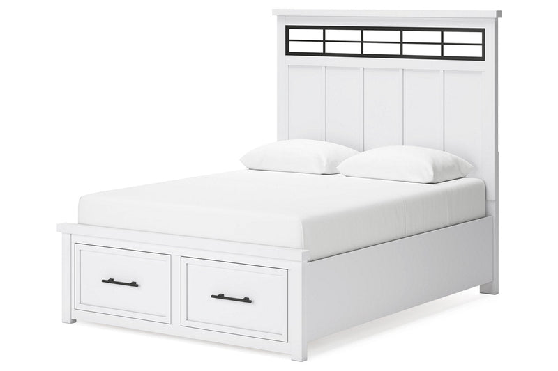 Ashbryn White/Natural Queen Platform Storage Bed - DMV FurnitureQueen Bed