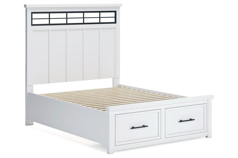 Ashbryn White/Natural Queen Platform Storage Bed - DMV FurnitureQueen Bed