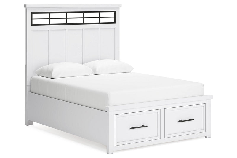 Ashbryn White/Natural Queen Platform Storage Bed - DMV FurnitureQueen Bed