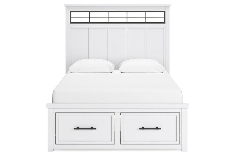 Ashbryn White/Natural Queen Platform Storage Bed - DMV FurnitureQueen Bed