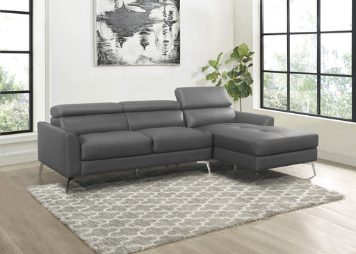 Ashland Dark Gray Leather RAF Sectional - DMV FurnitureSectional