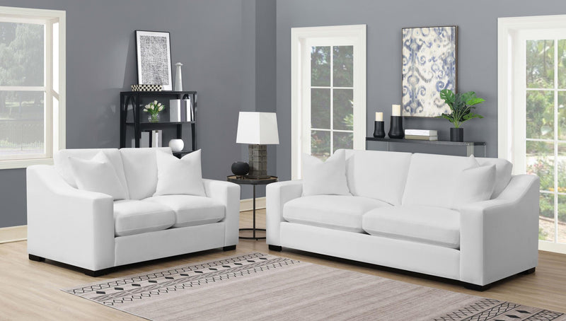 Ashlyn 2-piece Upholstered Sloped Arm Sofa Set White - 509891-S2