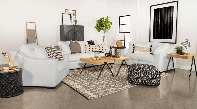 Ashlyn Upholstered Sloped Arm Loveseat White - 509892