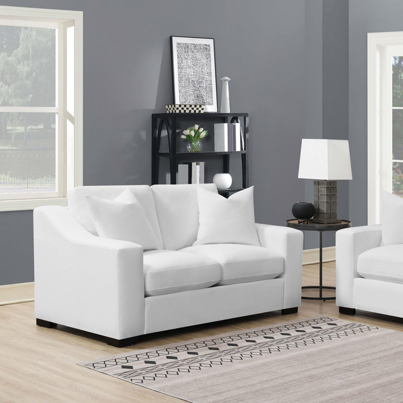 Ashlyn Upholstered Sloped Arm Loveseat White - 509892