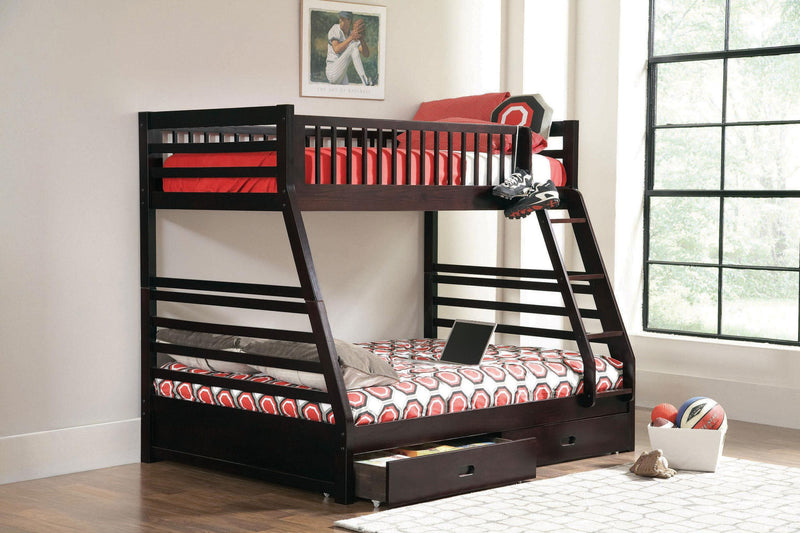 Ashton 2-drawer Wood Twin Over Full Bunk Bed Cappuccino - 460184