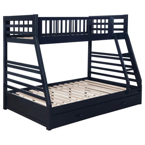 Ashton 2-drawer Wood Twin Over Full Bunk Bed Navy Blue - 460181