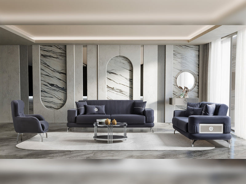 Aspendos 3-pieces (Sofa & Loveseat & Chair) Livingroom Set in Anthracite - 200-ST-ASP-ANKA154-321