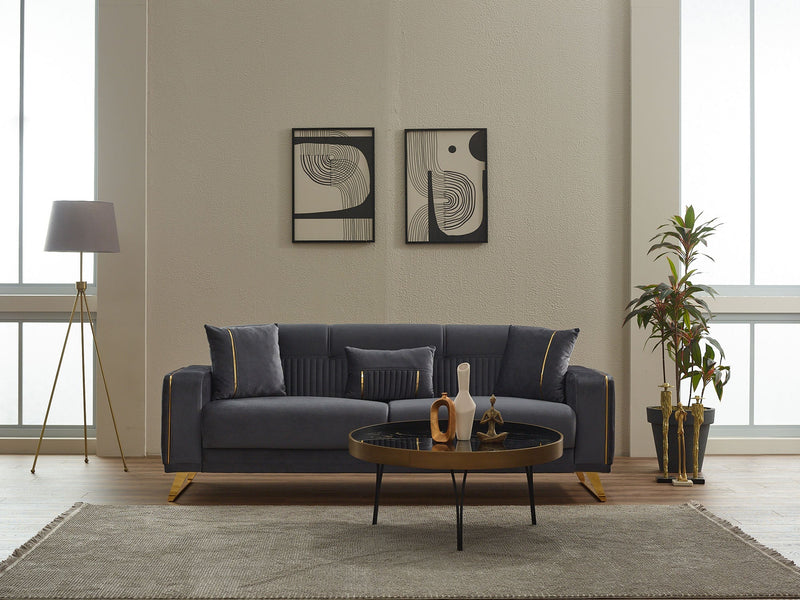 Astera 3-pieces (Sofa & Loveseat & Chair) Livingroom in Grey - 200-SIM-AST-VELVET412-321