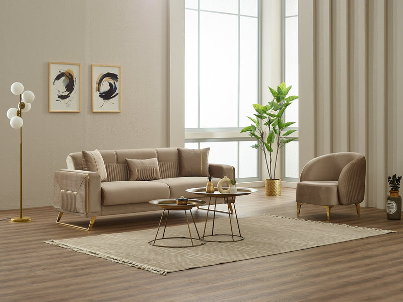 Astera Convertible Sofa in Beige - 200-SIM-AST-VELVET260-3