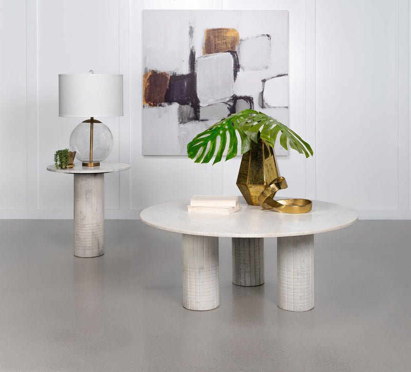 Astoria 2-piece Marble Coffee and End Table Set White - 709668-S2