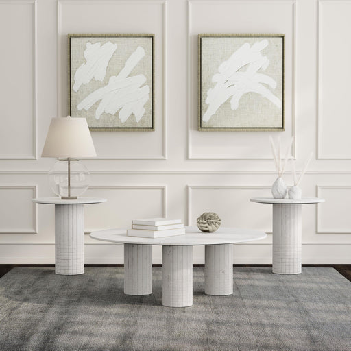 Astoria 3-piece Marble Coffee and End Table Set White - 709668-S3