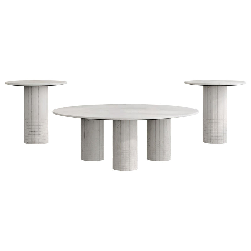 Astoria 3-piece Marble Coffee and End Table Set White - 709668-S3