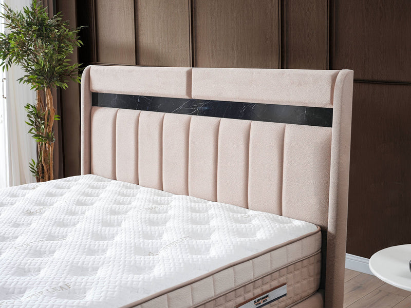 Asya Storage Bed With Headboard - Queen in Grey - 200-ELIF-ASY-150-EY393-SB
