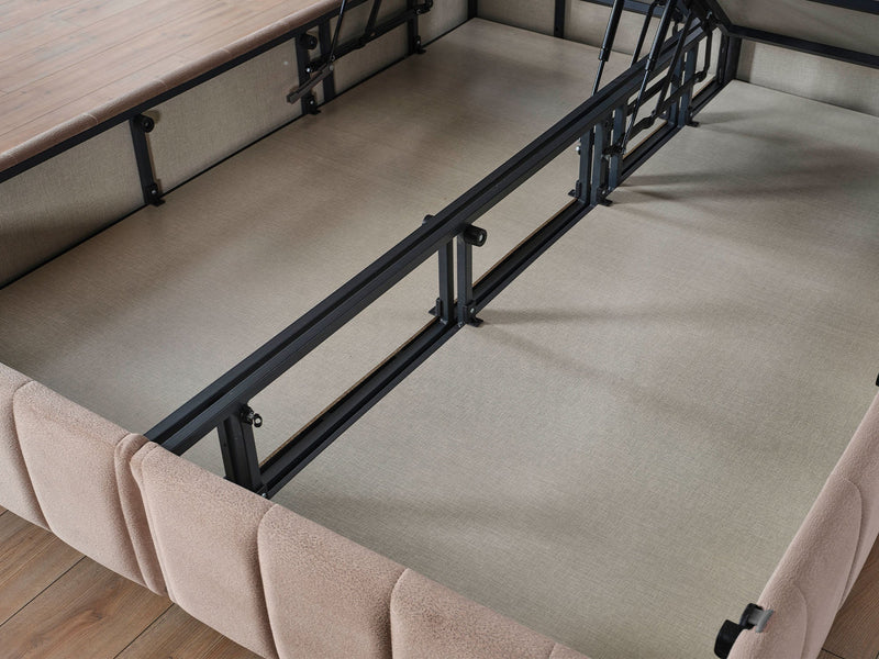 Asya Storage Bed With Headboard - Twin in Grey - 200-ELIF-ASY-90-EY393-SB