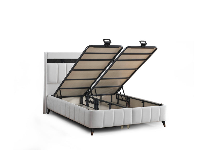 Asya Storage Bed With Headboard - Twin in Grey - 200-ELIF-ASY-90-EY393-SB
