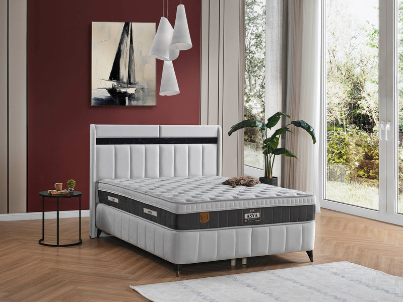 Asya Storage Bed With Headboard - Twin in Grey - 200-ELIF-ASY-90-EY393-SB