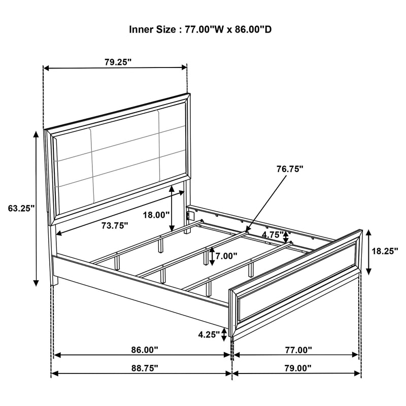 Atlas 63-inch Eastern King Upholstered Panel Bed Grey and Dark Oak - 215971KE