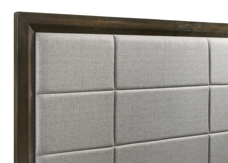 Atlas 63-inch Eastern King Upholstered Panel Bed Grey and Dark Oak - 215971KE