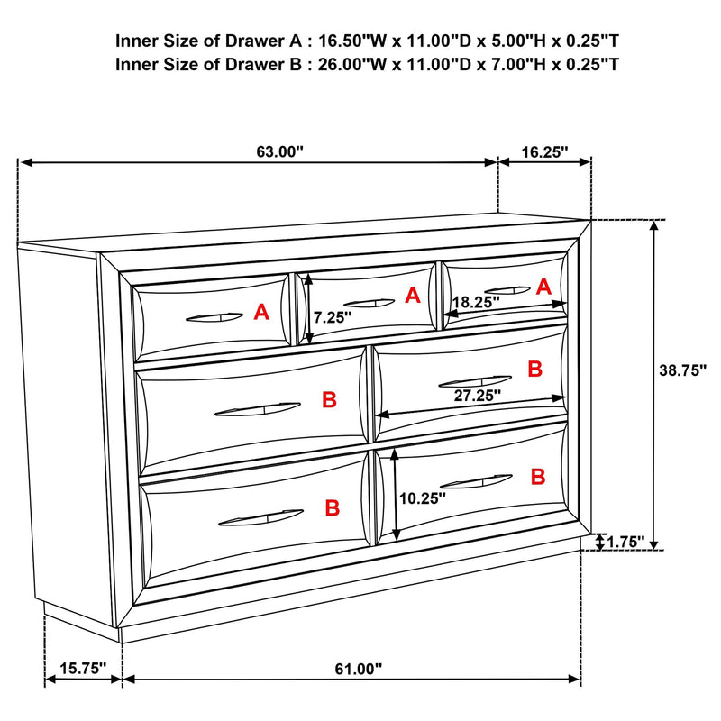 Atlas 7-drawer Bedroom Dresser Cabinet Dark Oak - 215973