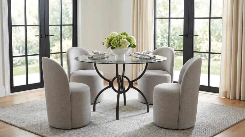 Aubrey Upholstered Barrel Dining Side Chair Beige (Set of 2) - 107062BEI