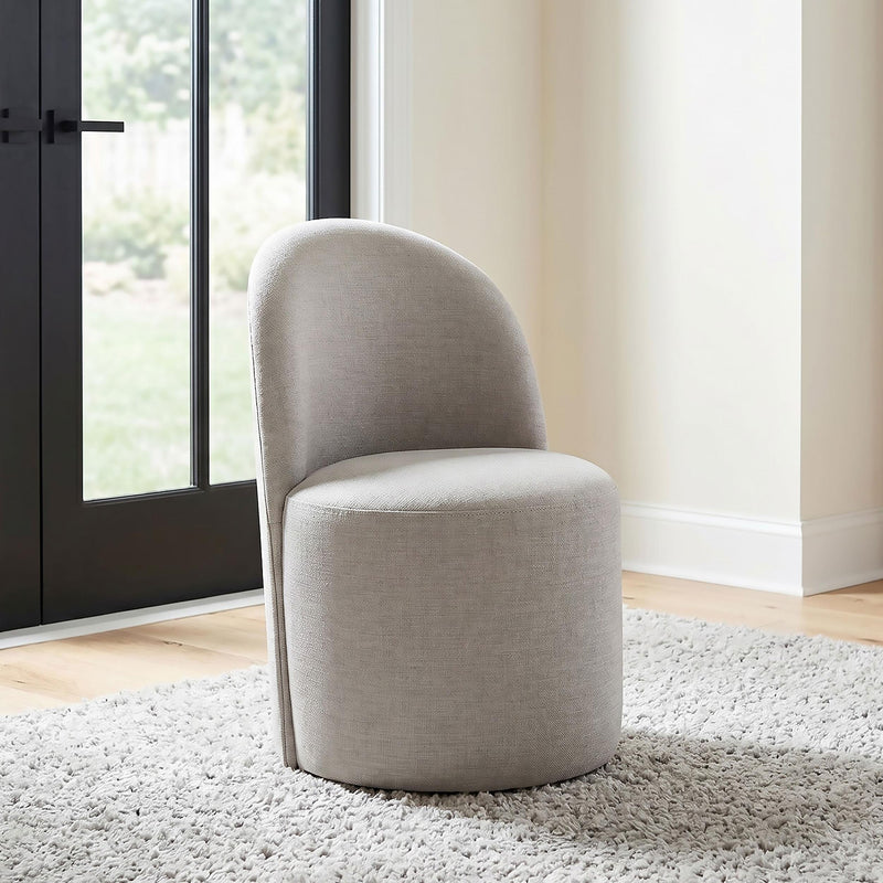 Aubrey Upholstered Barrel Dining Side Chair Beige (Set of 2) - 107062BEI