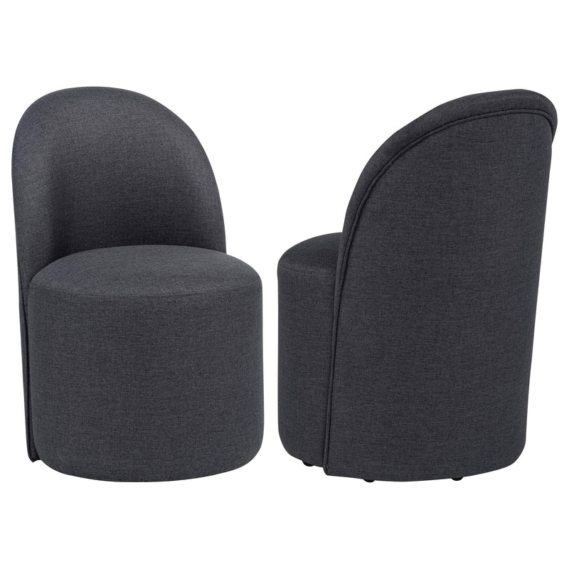 Aubrey Upholstered Barrel Dining Side Chair Charcoal (Set of 2) - 107062CHAR