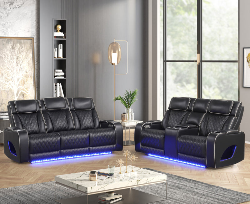 Aurora Black Sofa & Loveseat - AURORA-BK-SLS
