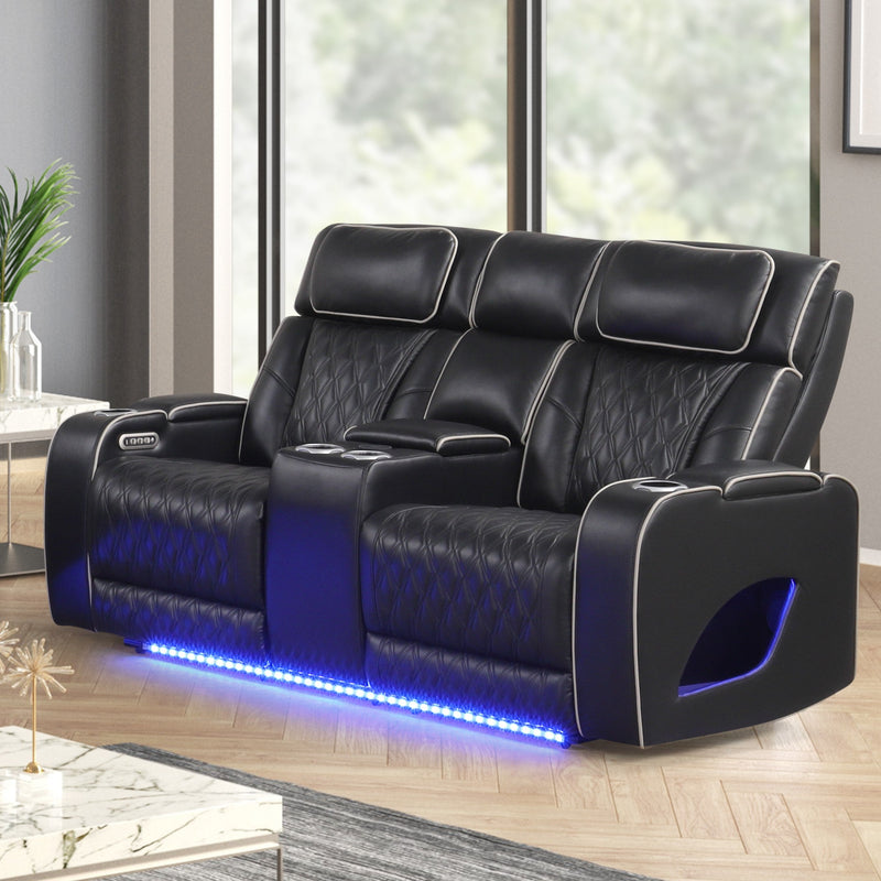 Aurora Black Sofa & Loveseat & Chair - AURORA-BK-SLC