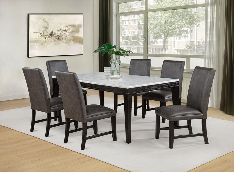Averill 72-inch Rectangular White Marble Top Dining Table Coffee Bean - 121291