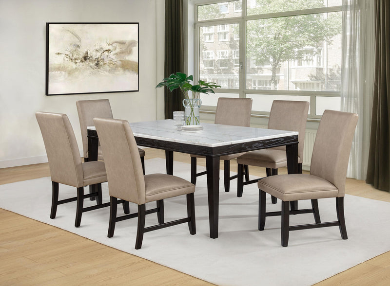 Averill 72-inch Rectangular White Marble Top Dining Table Coffee Bean - 121291