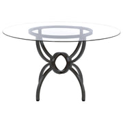 Aviano Round 48-inch Glass Top Metal Dining Table Gunmetal - 108291BG