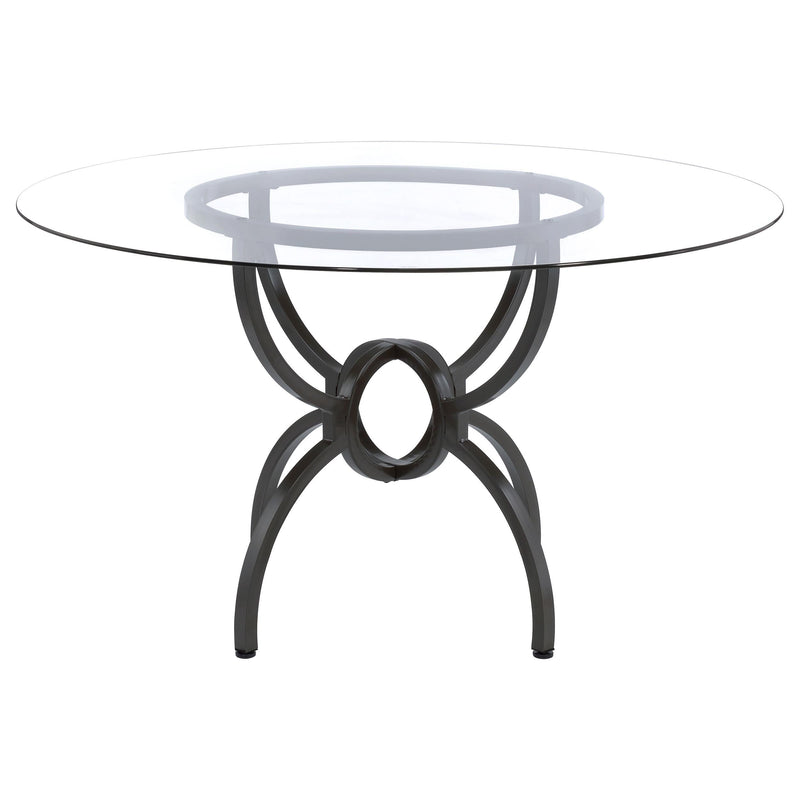 Aviano Round 48-inch Glass Top Metal Dining Table Gunmetal - 108291BG