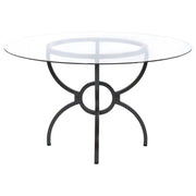 Aviano Round 48-inch Glass Top Metal Dining Table Gunmetal - 108291BG